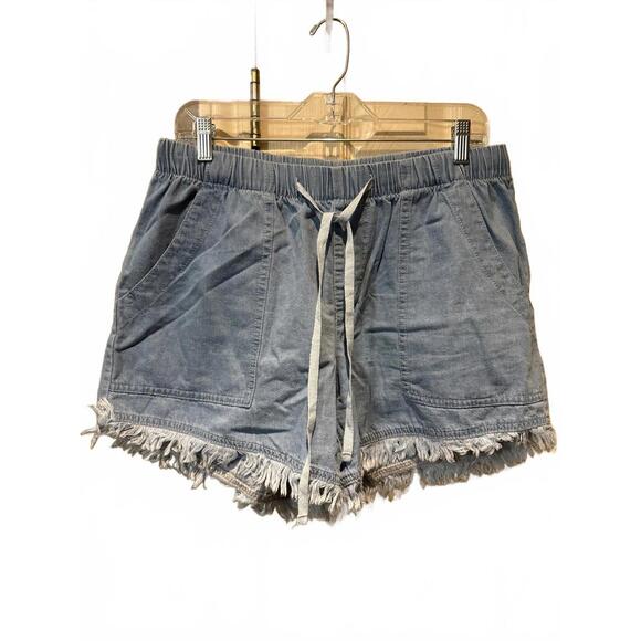 Pull-on Denim Shorts Size XL with Drawstring Waist and Frayed Bottoms - Picture 1 of 4